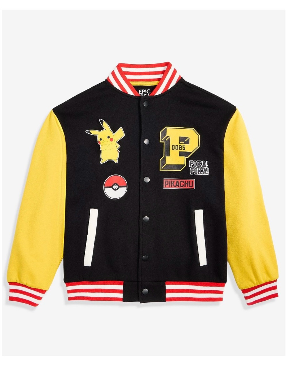 Epic Threads Pokémon Pikachu Varsity Jacket Navy and Yellow kids size XS (5-6)